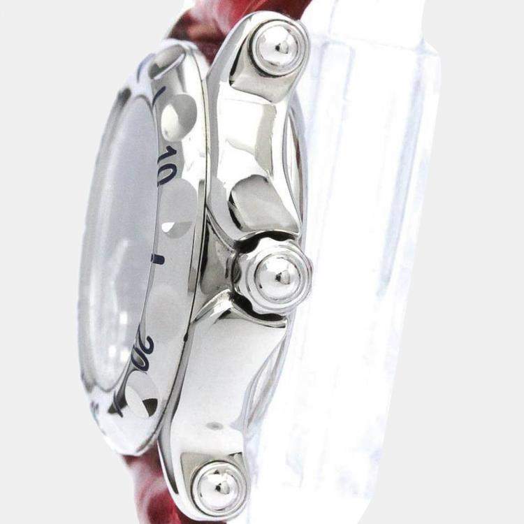Pre Owned Chopard Black Diamonds Stainless Steel Happy Sport 27/8923 Women's Wristwatch 26 mm
