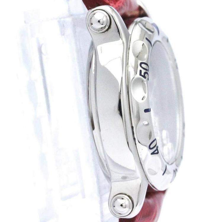 Pre Owned Chopard Black Diamonds Stainless Steel Happy Sport 27/8923 Women's Wristwatch 26 mm