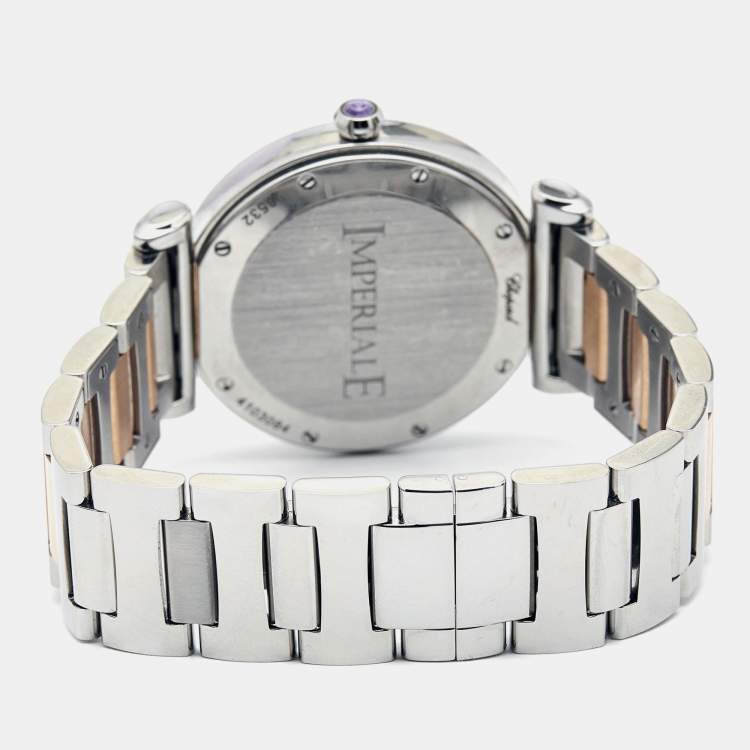 Pre Owned Chopard Mother of Pearl 18k Rose Gold Stainless Steel Imperiale 388532-6002 Women's Wristwatch 36 mm