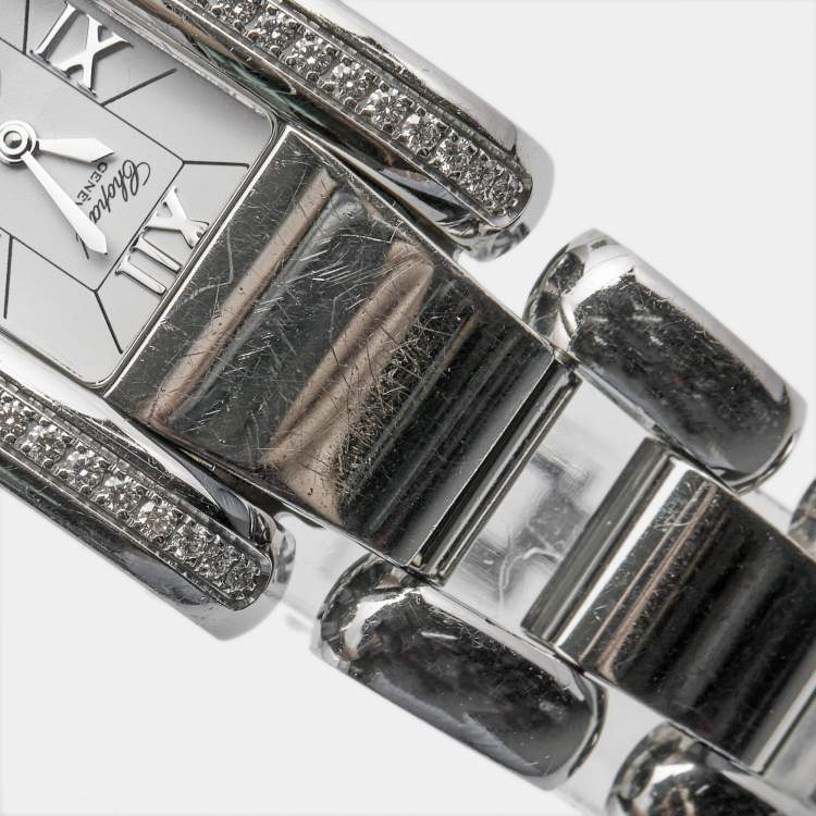 Pre Owned Chopard White Stainless Steel Diamonds La Strada 41/8415 Women's Wristwatch 23.50 mm