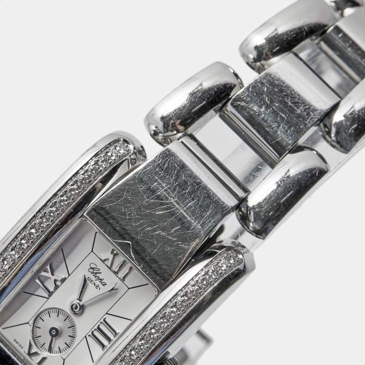 Pre Owned Chopard White Stainless Steel Diamonds La Strada 41/8415 Women's Wristwatch 23.50 mm