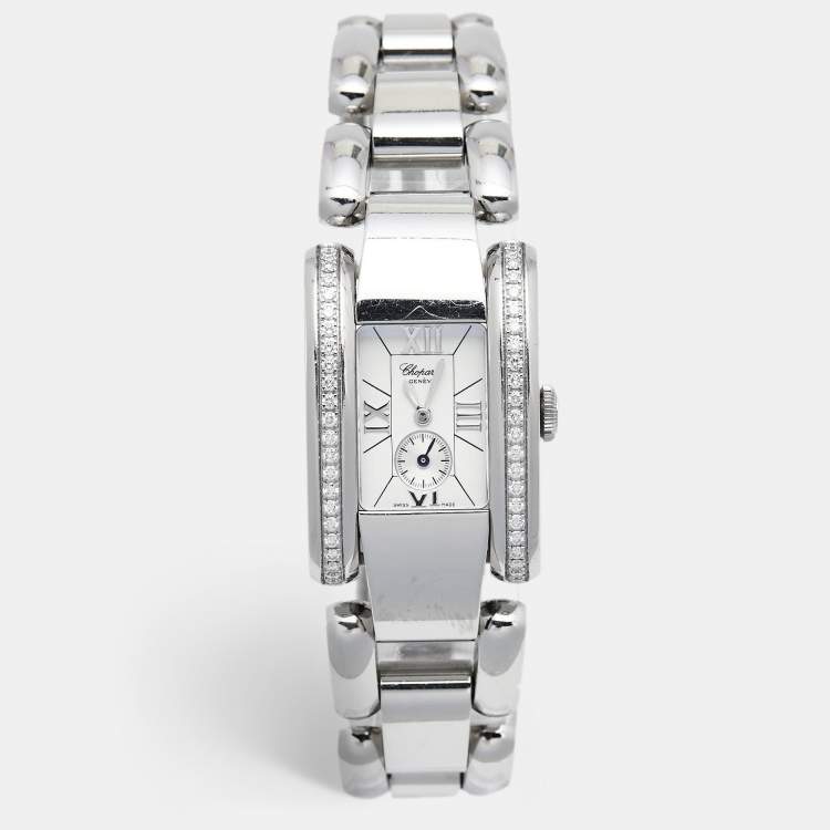 Pre Owned Chopard White Stainless Steel Diamonds La Strada 41/8415 Women's Wristwatch 23.50 mm