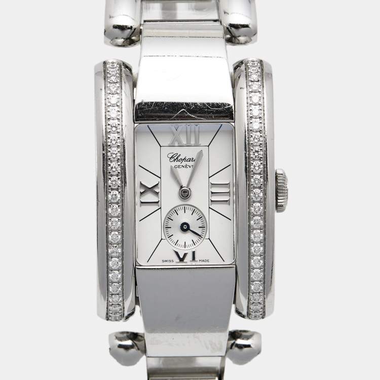 Pre Owned Chopard White Stainless Steel Diamonds La Strada 41/8415 Women's Wristwatch 23.50 mm