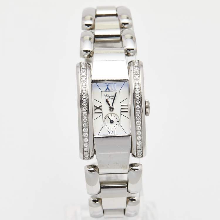 Pre Owned Chopard White Stainless Steel Diamonds La Strada 41/8415 Women's Wristwatch 23.50 mm