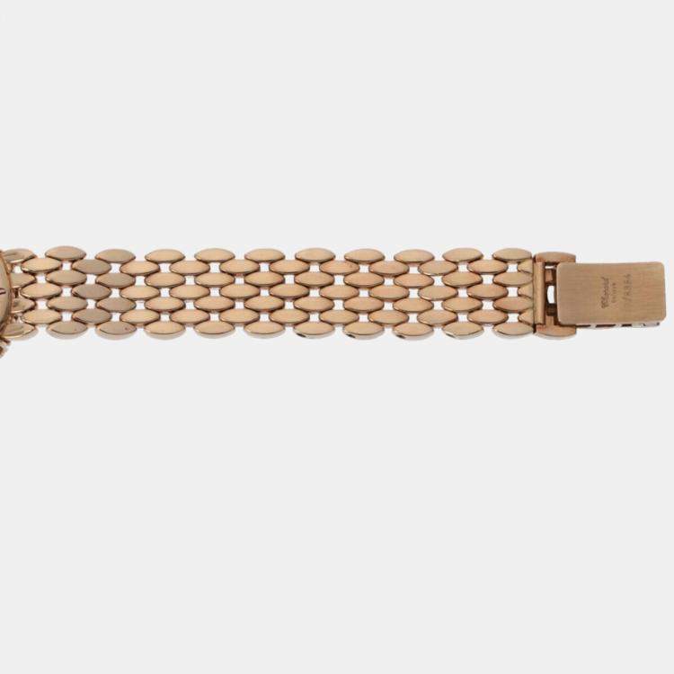 Pre Owned Chopard White Diamond 18k Yellow Gold Classic Quartz Women's Wristwatch 22 mm