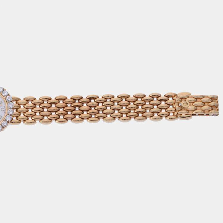 Pre Owned Chopard White Diamond 18k Yellow Gold Classic Quartz Women's Wristwatch 22 mm