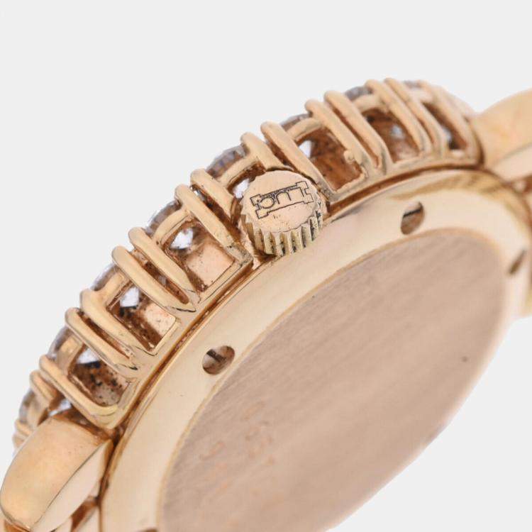 Pre Owned Chopard White Diamond 18k Yellow Gold Classic Quartz Women's Wristwatch 22 mm