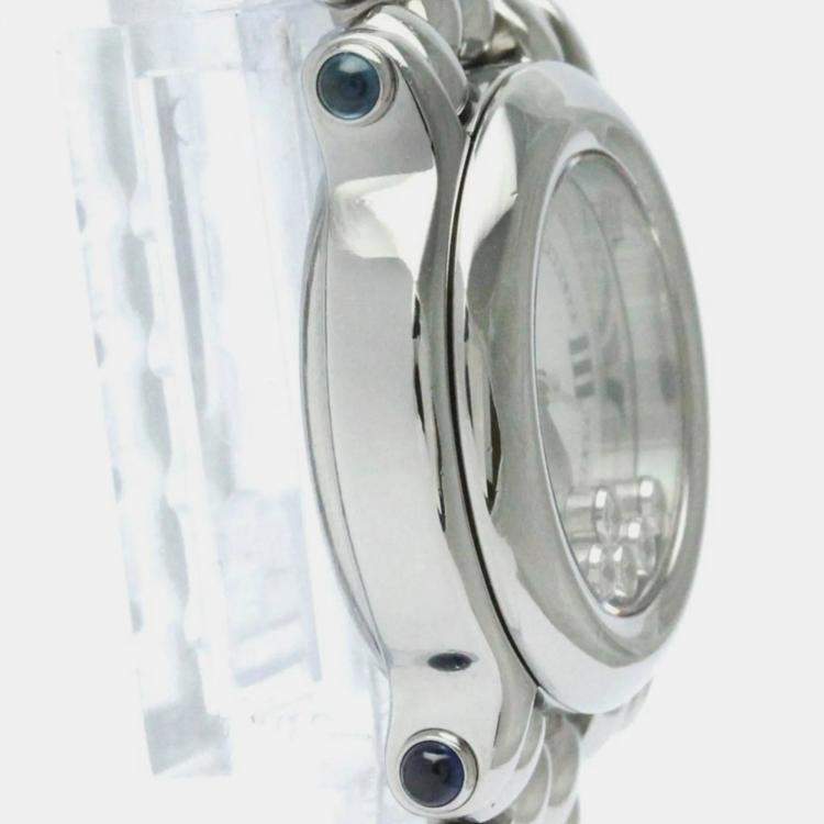 Pre Owned Chopard White Stainless Steel Happy Sport 27/8250-23 Quartz Women's Wristwatch 26 mm