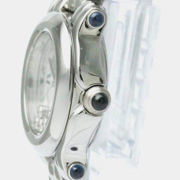 Pre Owned Chopard White Stainless Steel Happy Sport 27/8250-23 Quartz Women's Wristwatch 26 mm