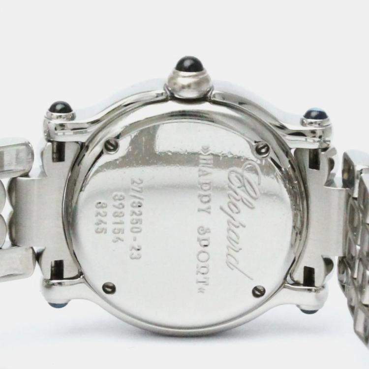 Pre Owned Chopard White Stainless Steel Happy Sport 27/8250-23 Quartz Women's Wristwatch 26 mm