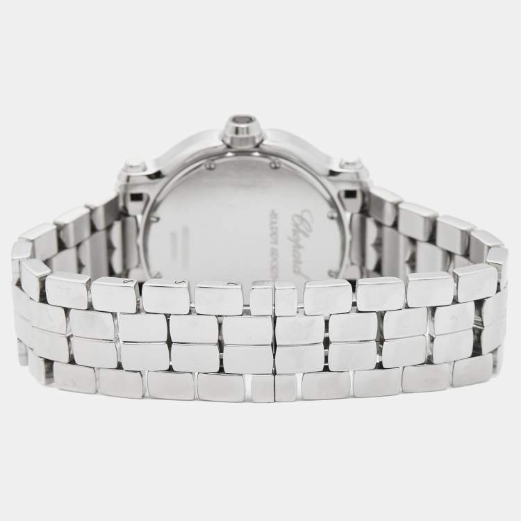 Pre Owned Chopard Mother Of Pearl Diamond Stainless Steel Happy Sport 8475 Women's Wristwatch 35 mm