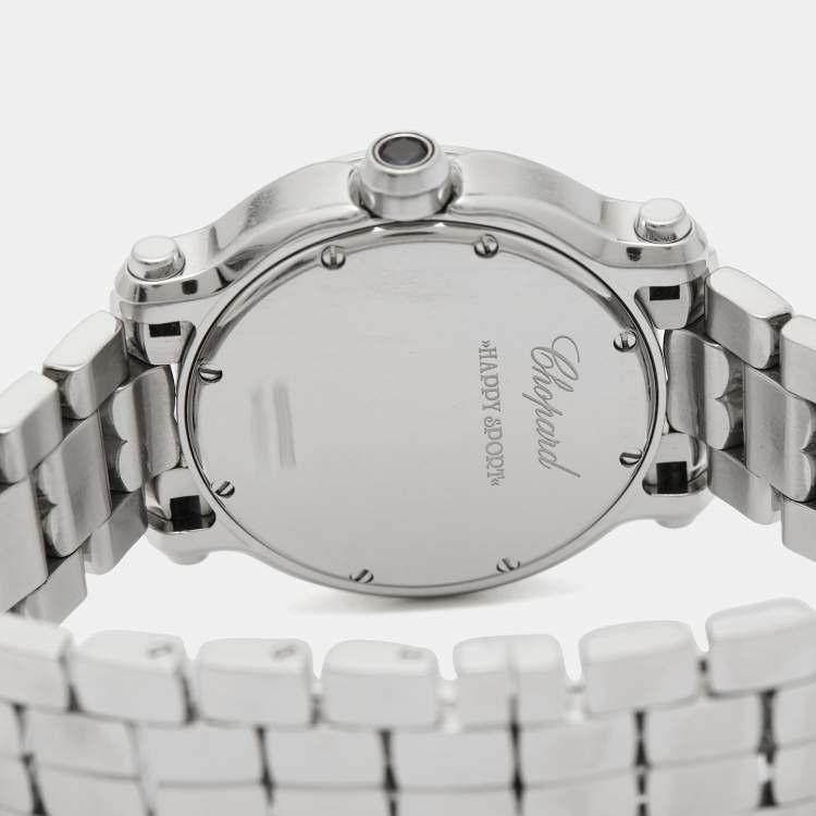 Pre Owned Chopard Mother Of Pearl Diamond Stainless Steel Happy Sport 8475 Women's Wristwatch 35 mm