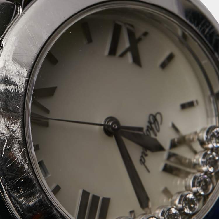 Pre Owned Chopard Mother Of Pearl Diamond Stainless Steel Happy Sport 8475 Women's Wristwatch 35 mm