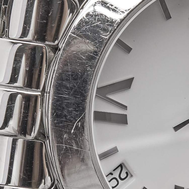 Pre Owned Chopard White Diamond Stainless Steel Happy Sport 8475 Women's Wristwatch 35 mm