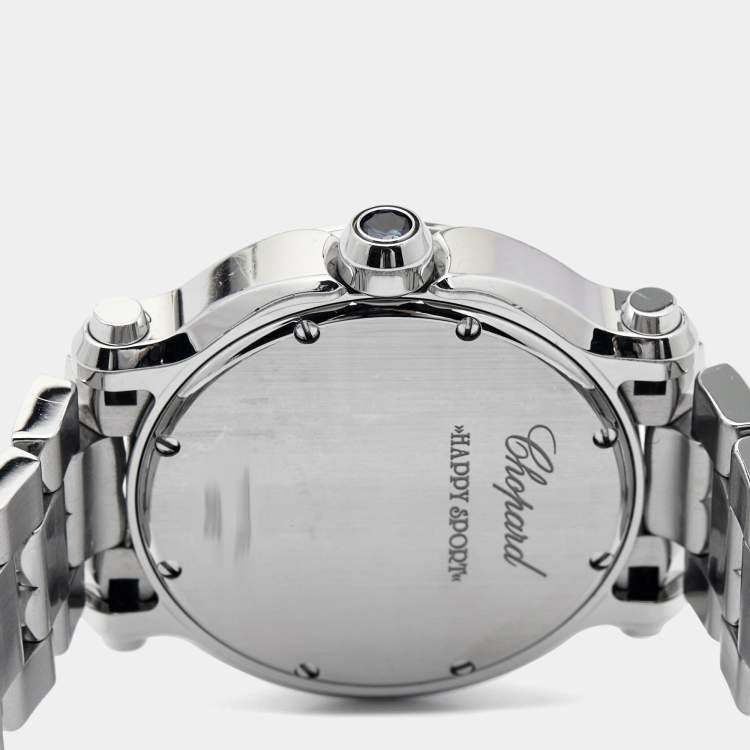 Pre Owned Chopard White Diamond Stainless Steel Happy Sport 8475 Women's Wristwatch 35 mm