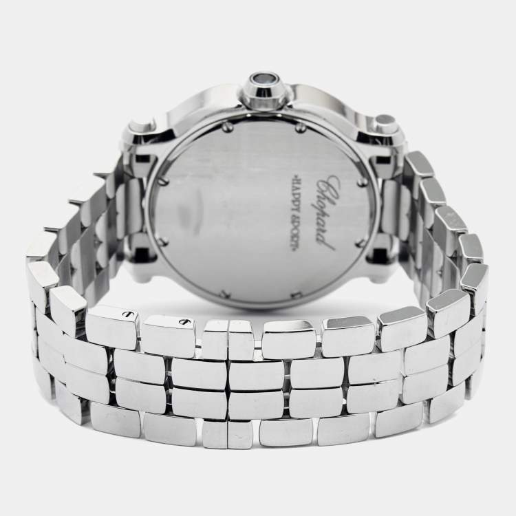 Pre Owned Chopard White Diamond Stainless Steel Happy Sport 8475 Women's Wristwatch 35 mm