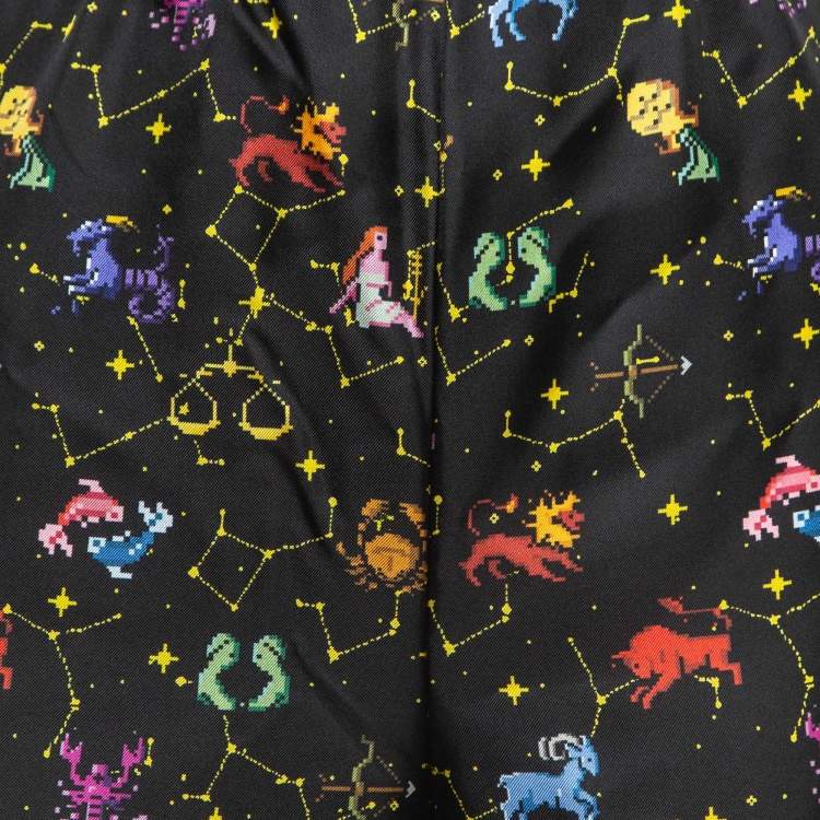 Pre Owned Christian Dior Black Zodiac Printed Silk Lounge Pants M