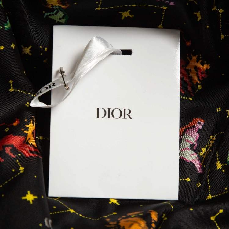 Pre Owned Christian Dior Black Zodiac Printed Silk Lounge Pants M