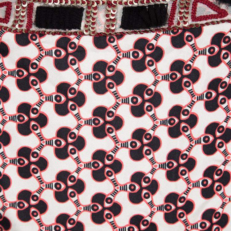 Pre Owned Christian Lacroix Multicolor Printed Silk Ruffle Detail Maxi Skirt L