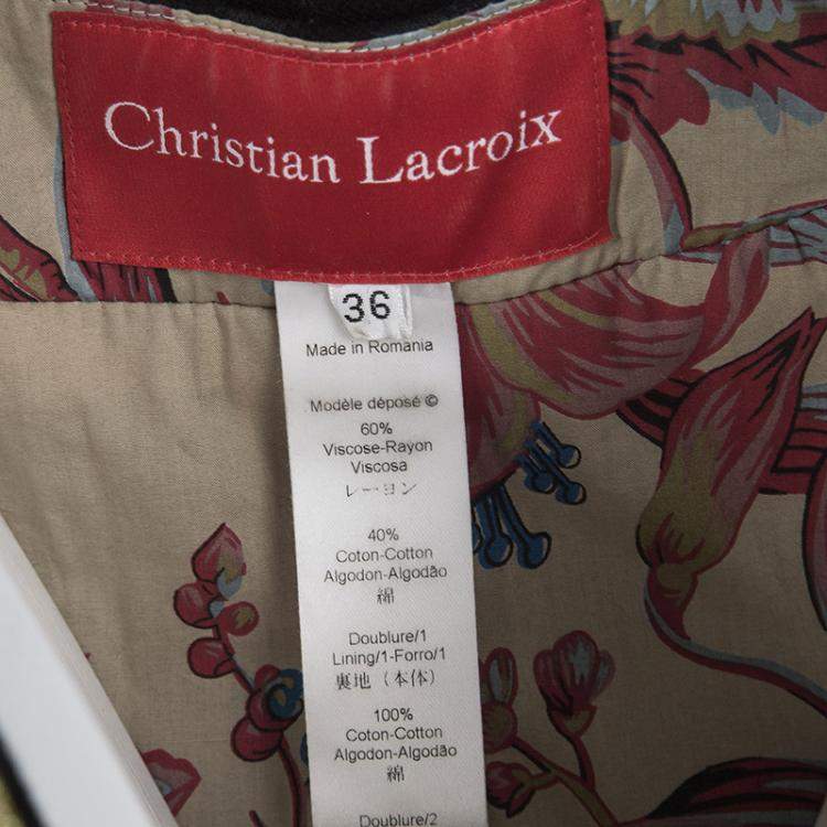 مملوكة مسبقًا Christian Lacroix Black Floral Embroidered Vest Detail Velvet Blazer S