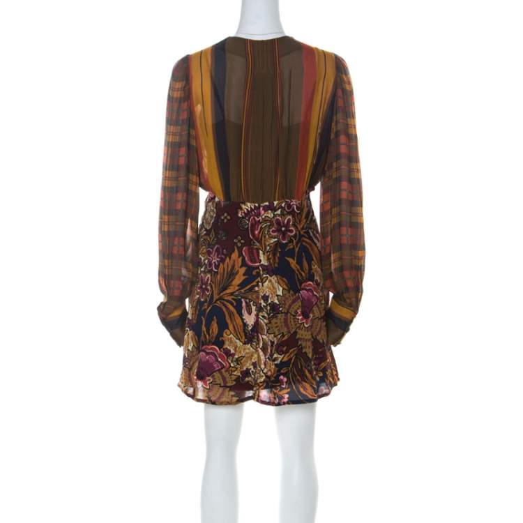 Pre Owned Christian Lacroix Vintage Multicolor Printed Crepe Short Dress M 
