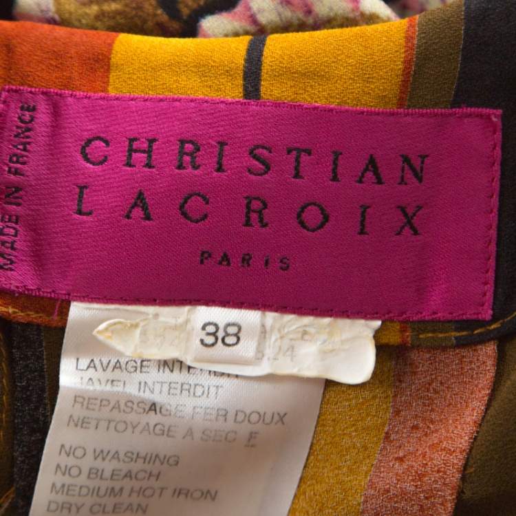 Pre Owned Christian Lacroix Vintage Multicolor Printed Crepe Short Dress M 