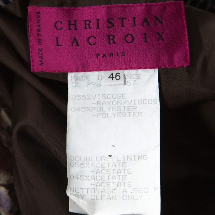 Pre Owned Christian Lacroix Vintage Multicolor Striped Velvet Belted Tailored Jacket XL 