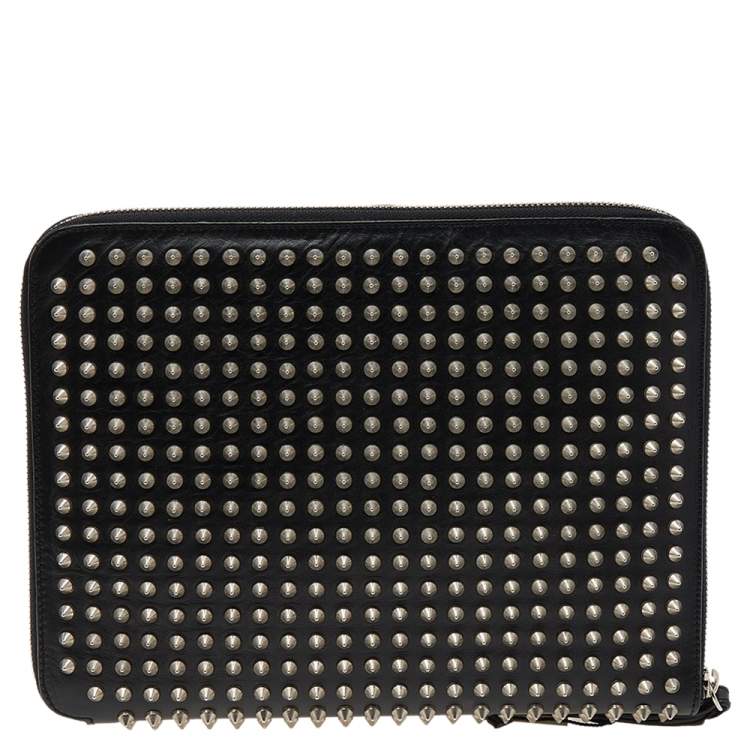 Pre Owned Christian Louboutin Black Leather Studded iPad Case