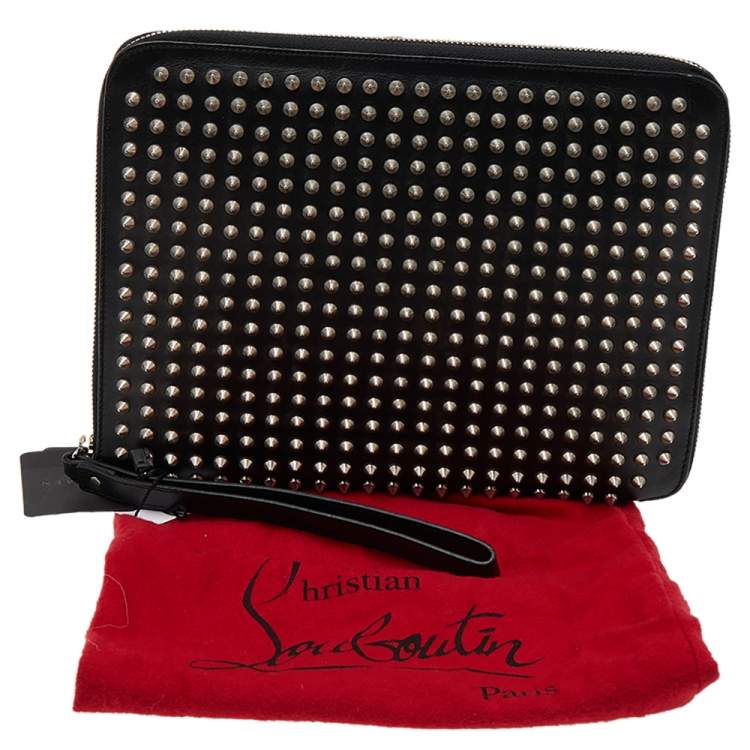 Pre Owned Christian Louboutin Black Leather Studded iPad Case