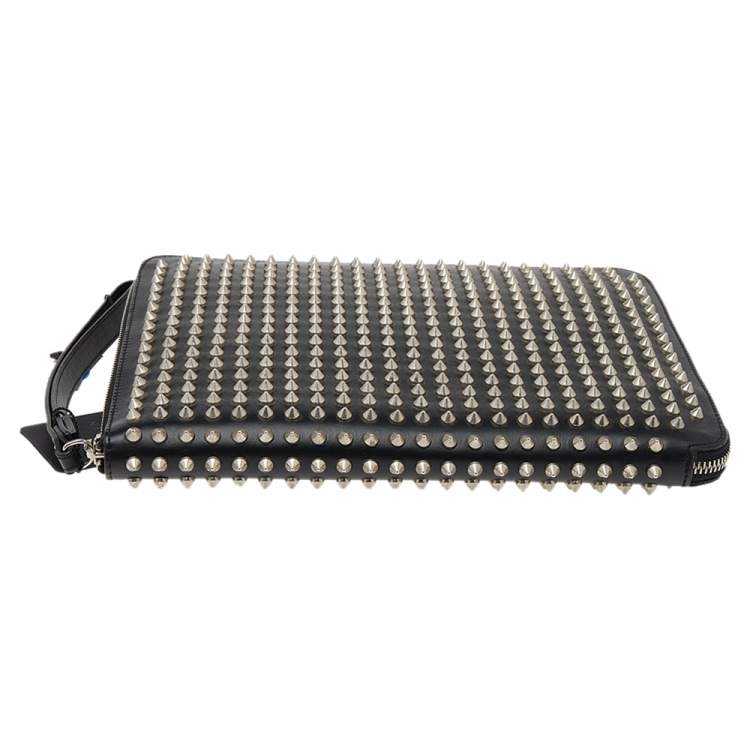 Pre Owned Christian Louboutin Black Leather Studded iPad Case