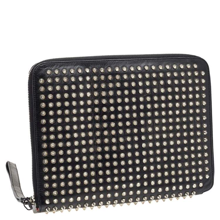 Pre Owned Christian Louboutin Black leather Studded iPad Case