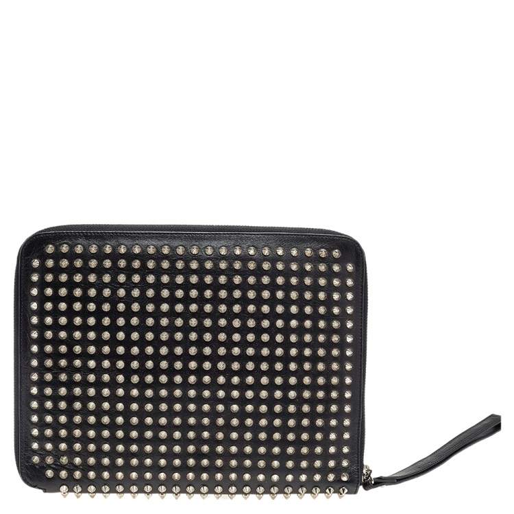 Pre Owned Christian Louboutin Black leather Studded iPad Case