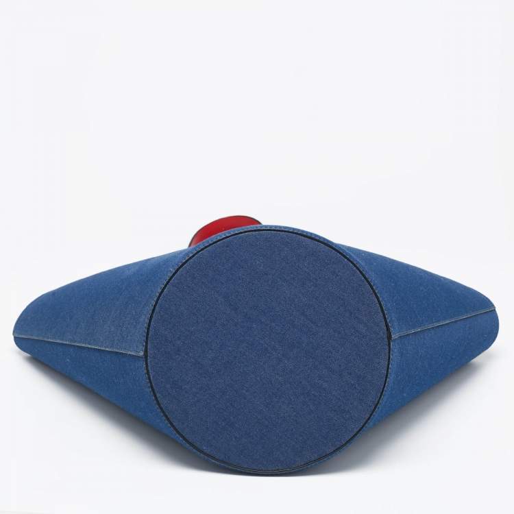 Pre Owned Christian Louboutin Blue Fabric Miss Denim Loubishore Tote