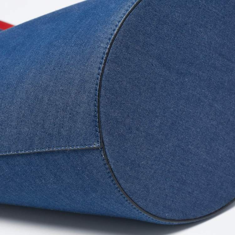 Pre Owned Christian Louboutin Blue Fabric Miss Denim Loubishore Tote