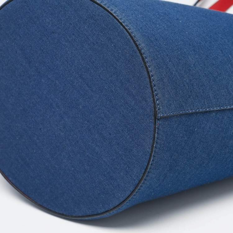 Pre Owned Christian Louboutin Blue Fabric Miss Denim Loubishore Tote