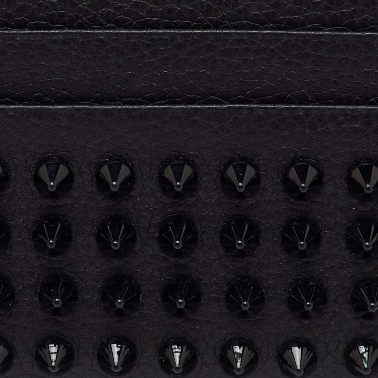 Pre Owned Christian Louboutin Black Leather Kios Spike Card Holder