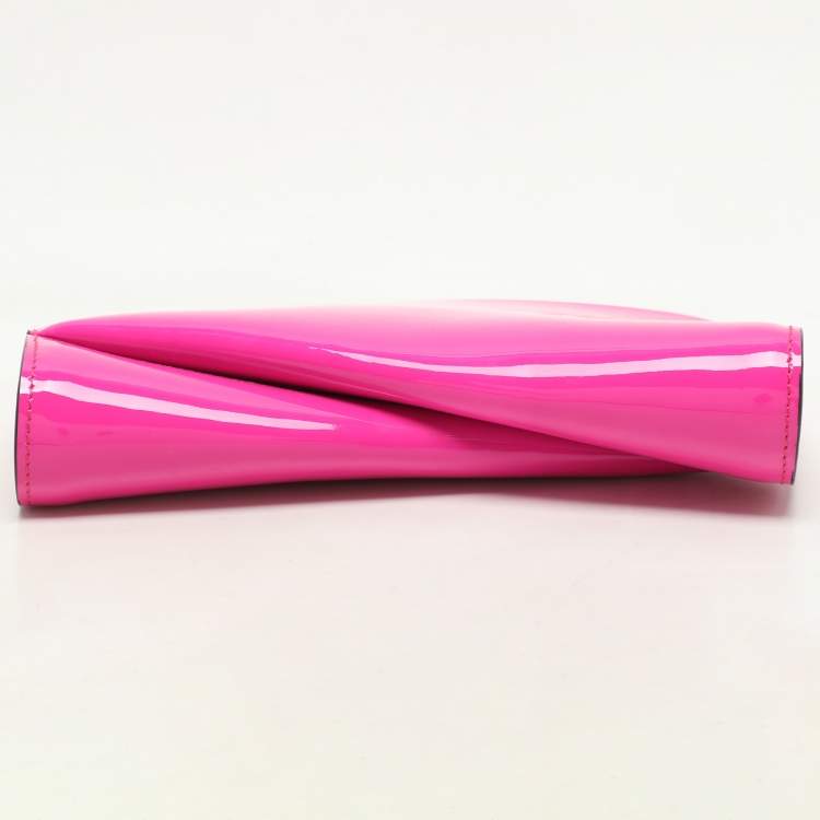Pre Owned Christian Louboutin Pink Patent Leather Loubitwist Clutch