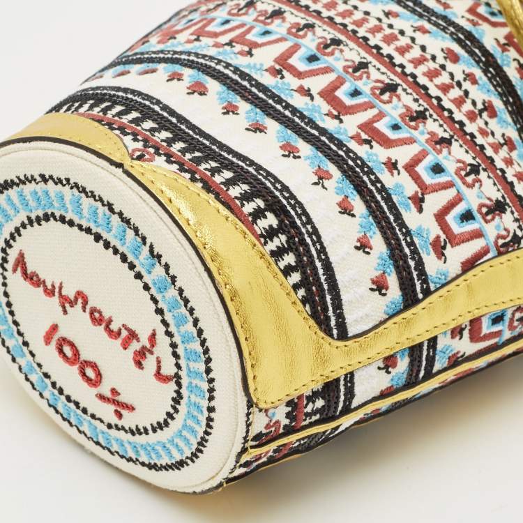 Pre Owned Christian Louboutin Multicolor Embroidered Canvas Loubiphone Bucket Bag
