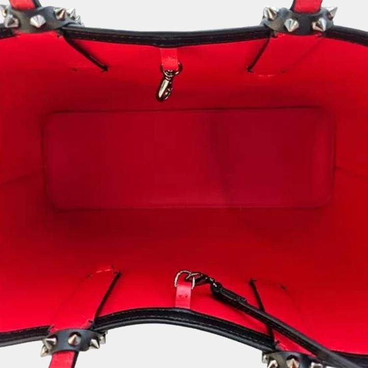 Pre Owned Christian Louboutin Cabata Black/Red Leather Tote Bag