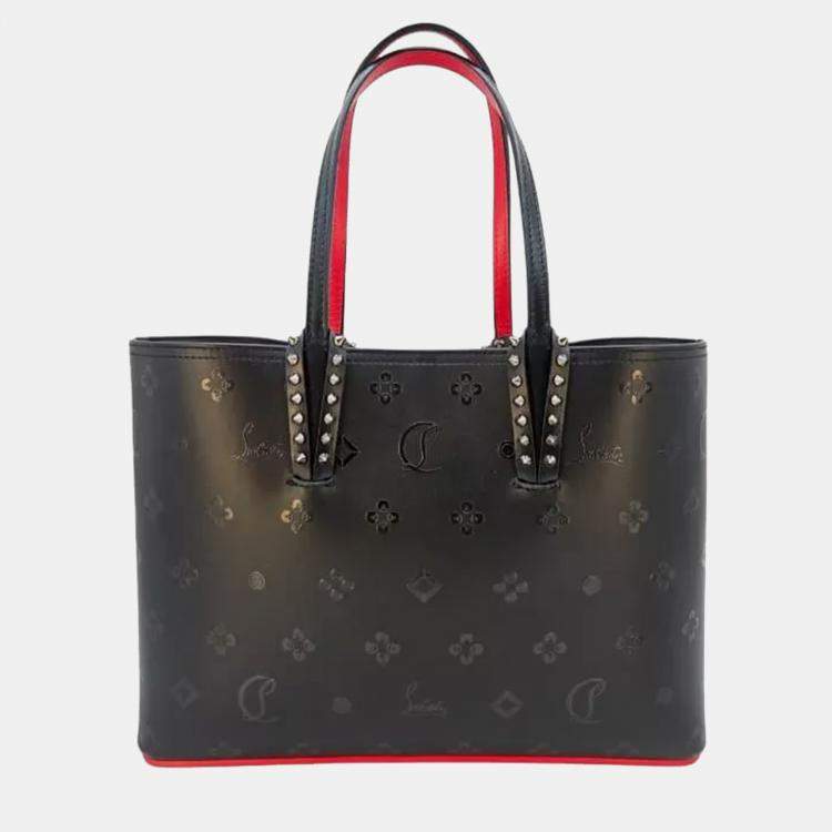 Pre Owned Christian Louboutin Cabata Black/Red Leather Tote Bag
