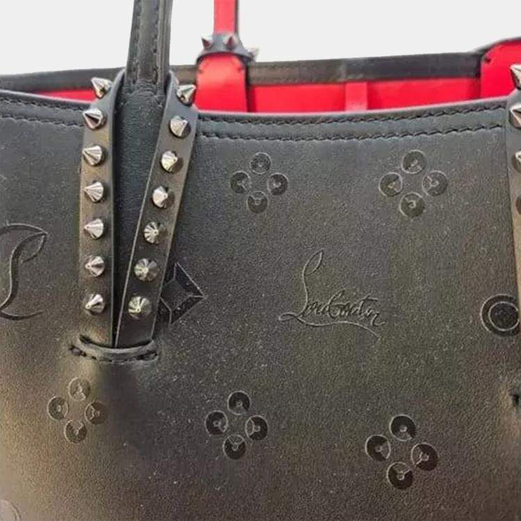 Pre Owned Christian Louboutin Cabata Black/Red Leather Tote Bag