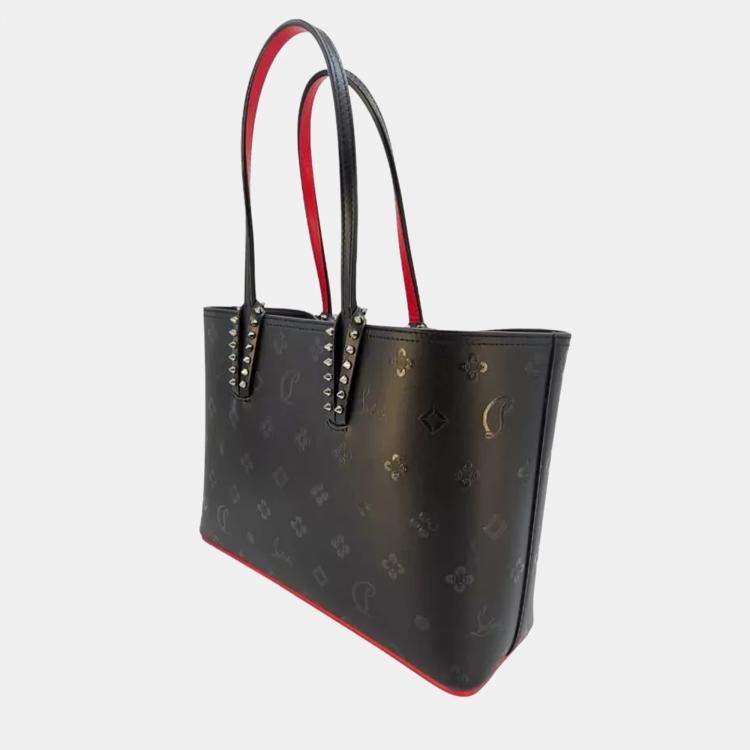 Pre Owned Christian Louboutin Cabata Black/Red Leather Tote Bag