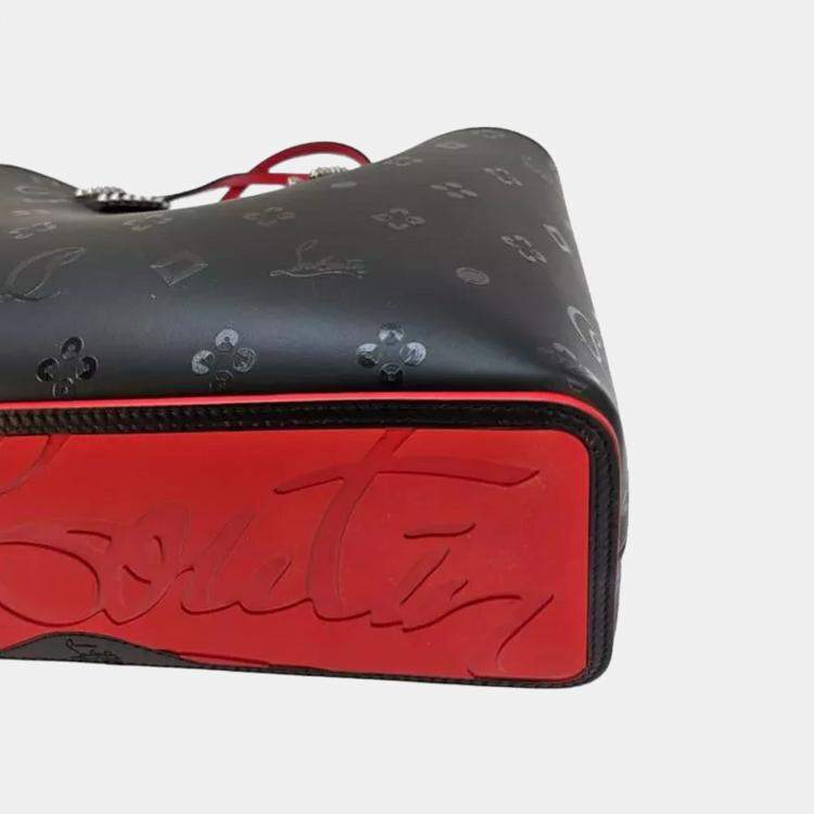 Pre Owned Christian Louboutin Cabata Black/Red Leather Tote Bag