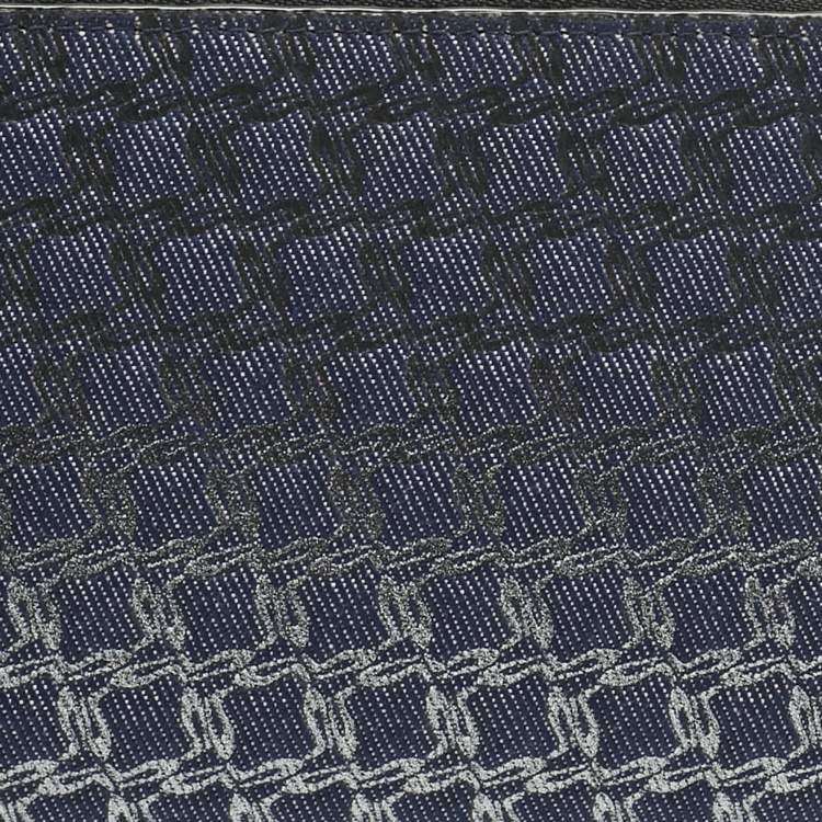 Pre Owned Christian Louboutin Ombre Blue Printed Denim Zip Continental Wallet