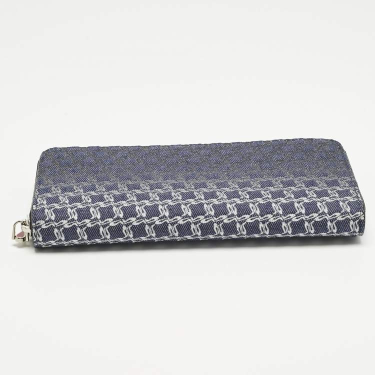 Pre Owned Christian Louboutin Ombre Blue Printed Denim Zip Continental Wallet