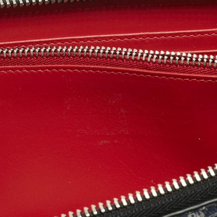 Pre Owned Christian Louboutin Ombre Blue Printed Denim Zip Continental Wallet