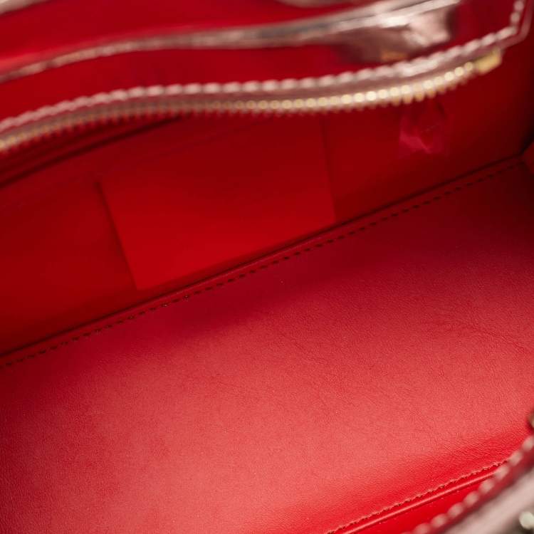 Pre Owned Christian Louboutin Paloma Spike Metallic Pink Patent Leather Tote