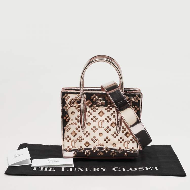 Pre Owned Christian Louboutin Paloma Spike Metallic Pink Patent Leather Tote