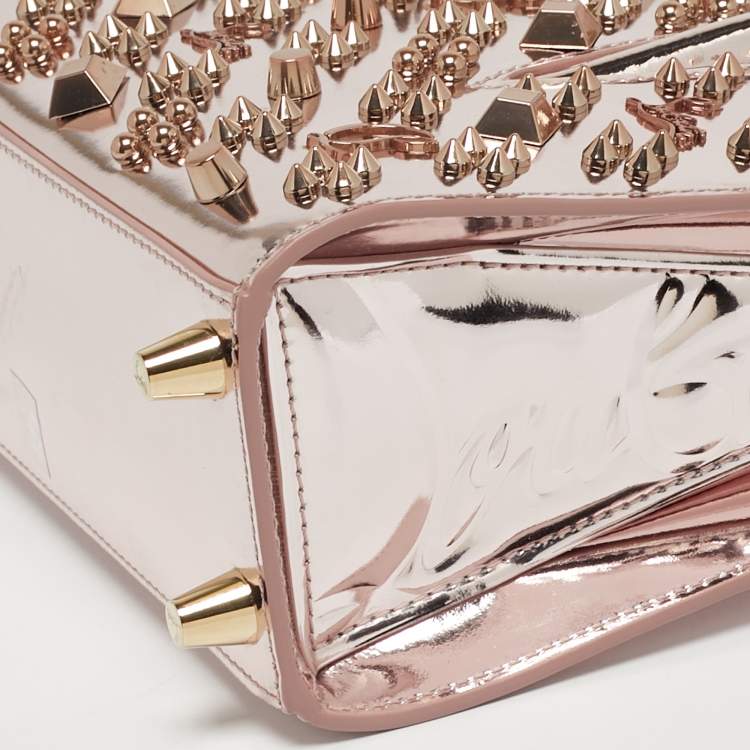 Pre Owned Christian Louboutin Paloma Spike Metallic Pink Patent Leather Tote