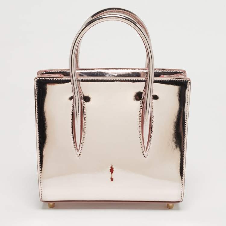 Pre Owned Christian Louboutin Paloma Spike Metallic Pink Patent Leather Tote